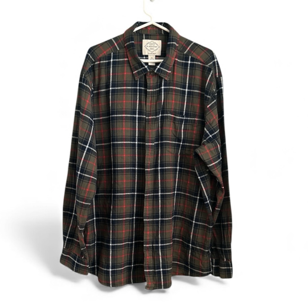 St. John's Bay Multicolor Plaid Button Down Long Sleeve Flannel Shirt Size XXL